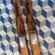 Pair of vintage wooden skis L=217cm