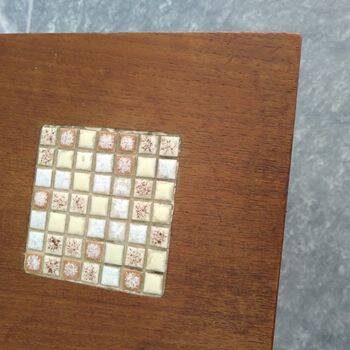 Mid Century Side Table Wood and Ceramics