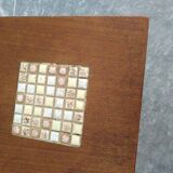 Mid Century Side Table Wood and Ceramics