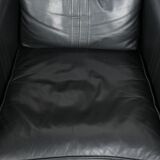 Black leather Art Deco design armchair in good condition
