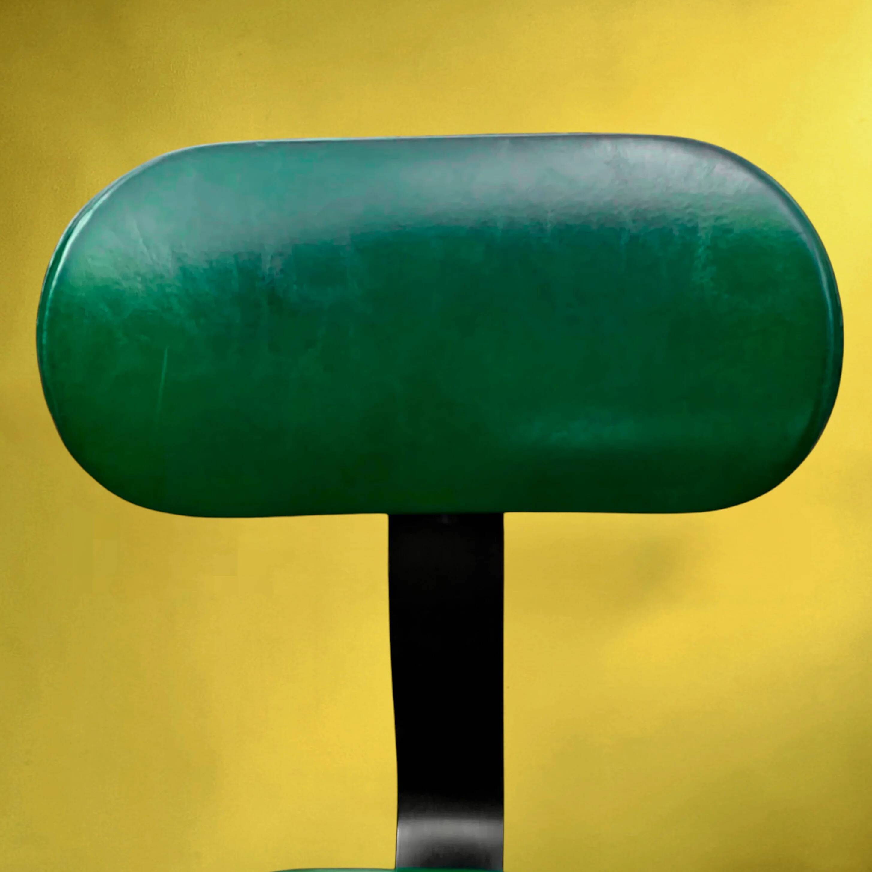 Polster office chair Gleich Klöber in green faux leather, wood and metal – mid-century