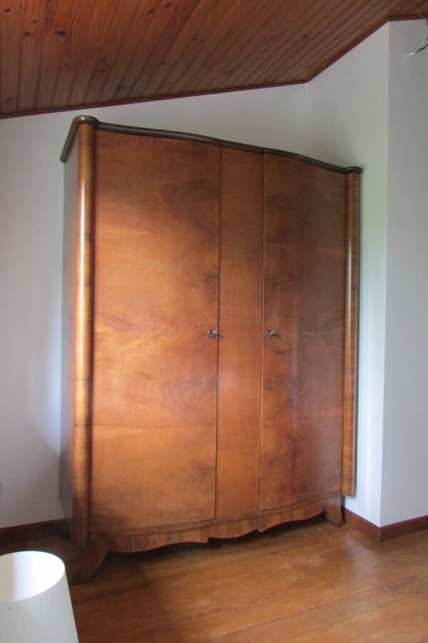 Petite armoire scandinave vintage en placage noyer , 1940s