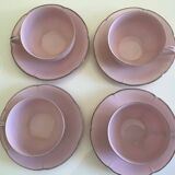 4 Tasses à  café vintage 40 / rose/filet argent