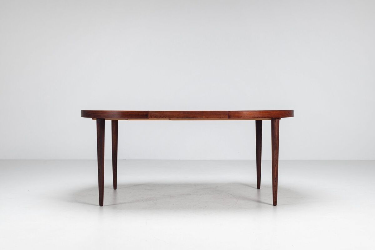 Table à manger ovale Kai Kristiansen en palissandre Villy Schou Andersen Danemark 1960