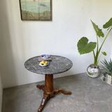 Empire walnut and marble pedestal table, late 19th century