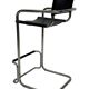 Tabouret de bar vintage en cuir noir et chrome, Italie