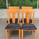 4 Scandinavian dining chairs in solid wood and black fabric from the 1990s.