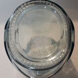 Vase moaï en verre transparent bleuté