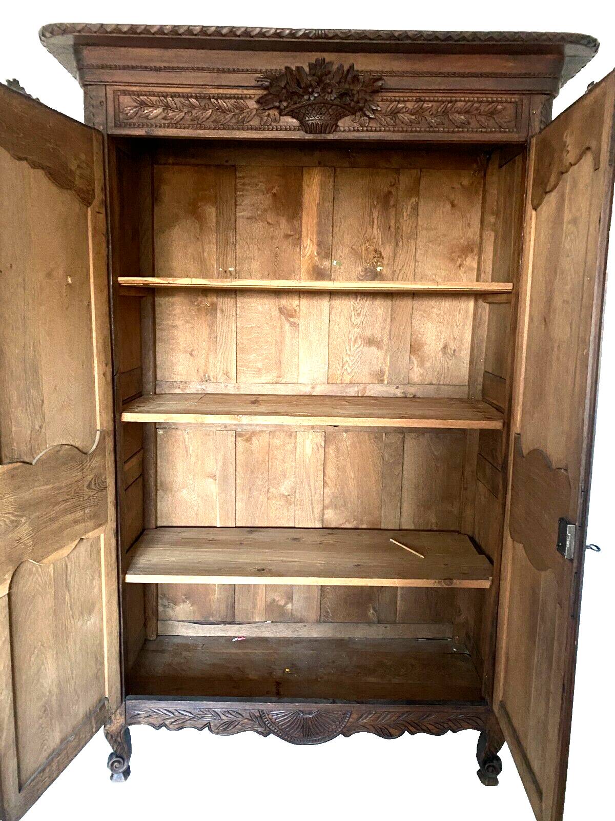18th century carved oak bridal wardrobe