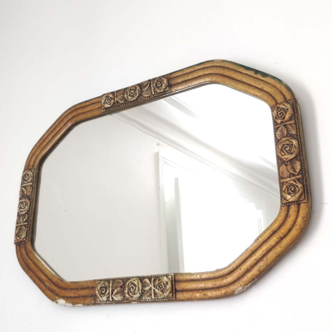 Octagonal art deco mirror 54x36cm