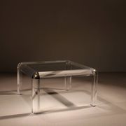 Square Lucite & Brass Coffee Table | Europe 1970s
