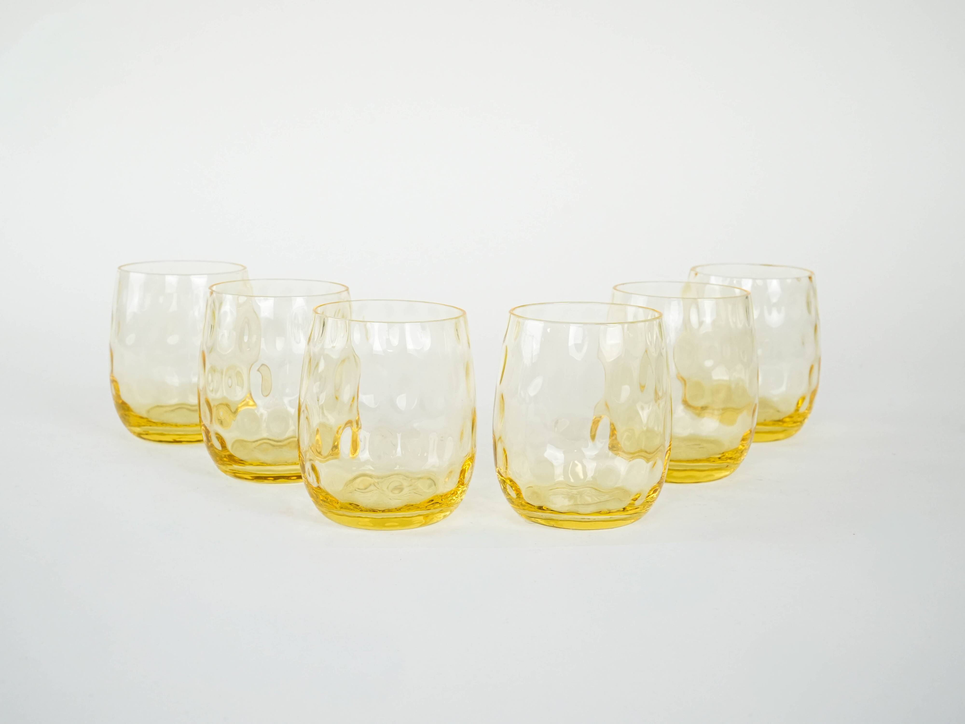 Set of six glasses, Italian design, 1970s, made in Italy