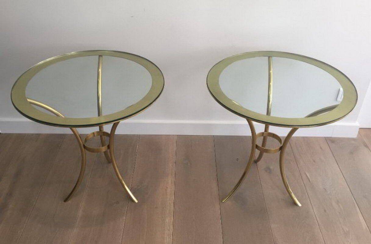 Pair of round gold side tables