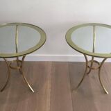 Pair of round gold side tables