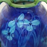 Vase en grès émaillé, à décor floral, signé e. lachenal – fin xixe
