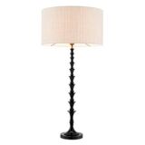 Pair of black piano lacquered table lamps with black granite base.