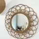 Vintage rattan flower mirror