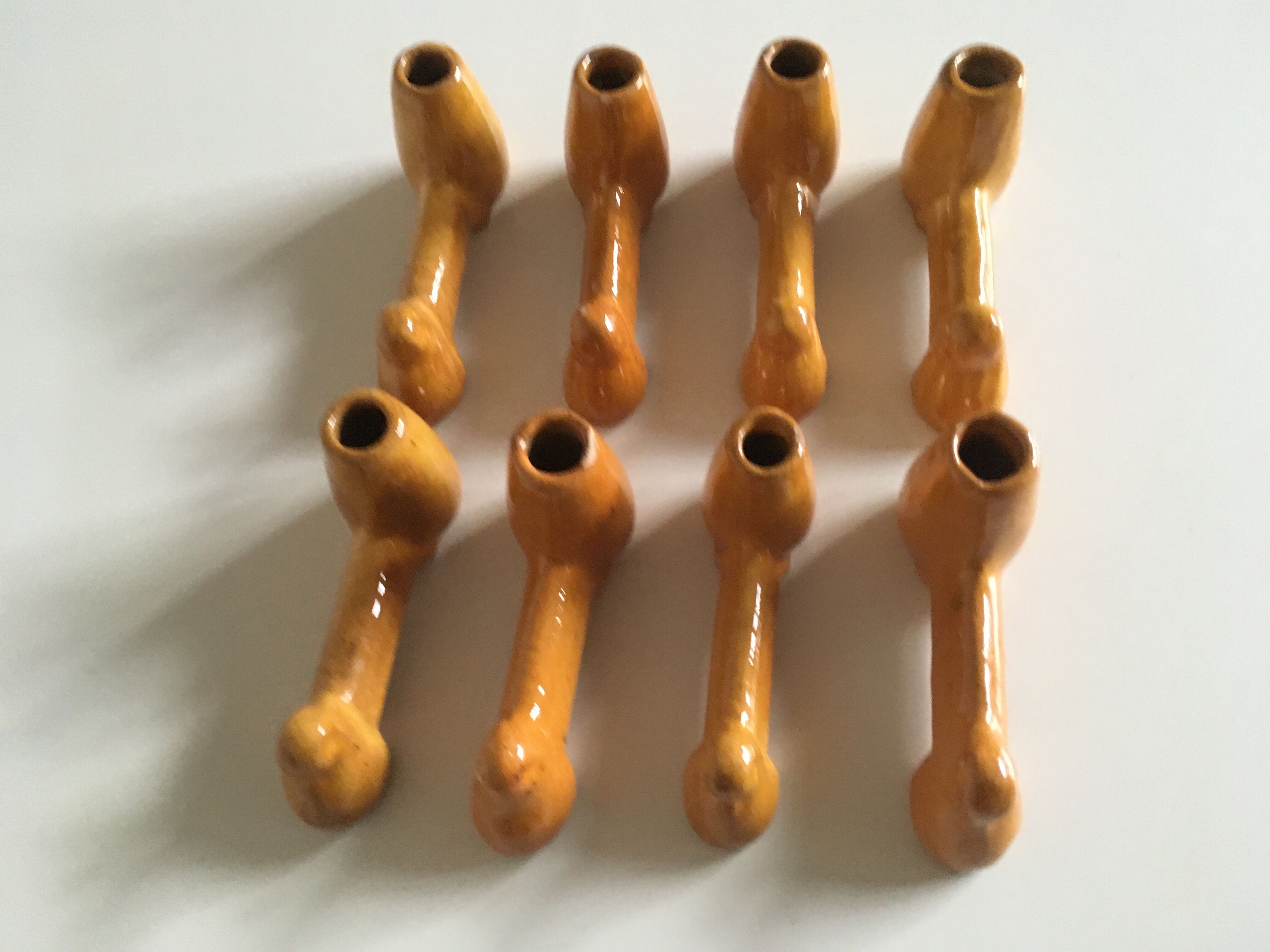 Series of 8 glazed earth knives from Vallauris Biot 60s