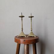 Pair of brass candlesticks, country bohemian Scandinavian style