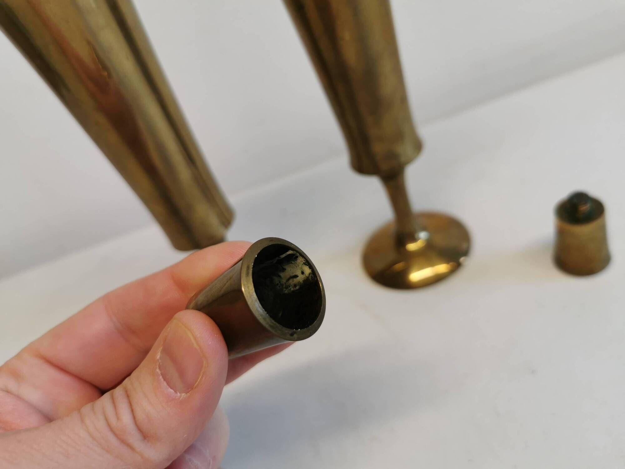 Candle holders in solid brass, by jhq (jens harald quistgaard) for his own company - dansk design