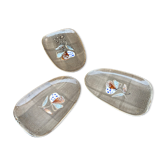 Ensemble de 3 plats de service-Faiencerie MBFA Pornic-Modèle Butterfly-Années 70