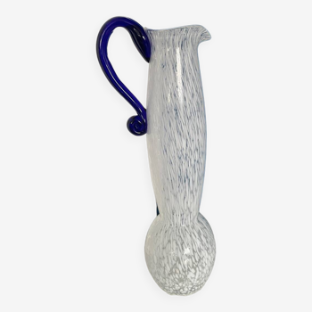 Vase en verre murano blanc et bleu