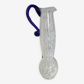 White and blue murano glass vase