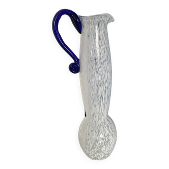 Vase en verre murano blanc et bleu