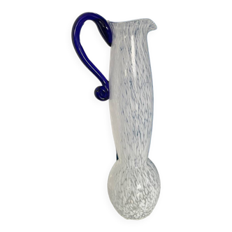 White and blue murano glass vase