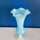 Vase bleu verre opaline vintage