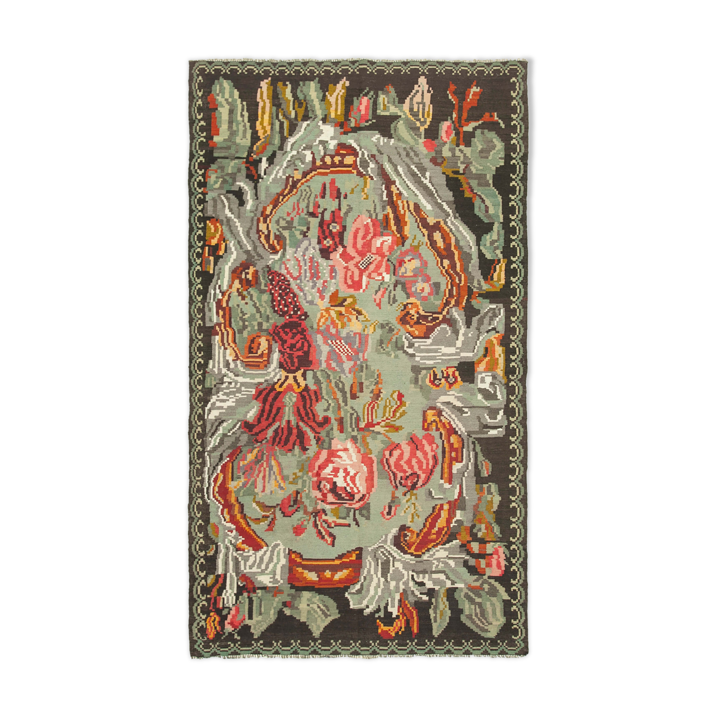 Tapis rose de moldavie kilim 188 x 327 cm