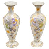 Pair of hand-painted ceramic vases in Dutch Art Nouveau Gouda PZH, 'Violetta', 1899