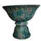 Diabolo shaped cut in blue glazed ceramic