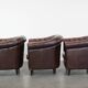 Set of three classic English-style Chesterfield cowhide  club armchairs