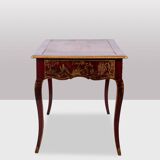 Louis XV style bureau plat with lake scene decoration. Circa 1800.