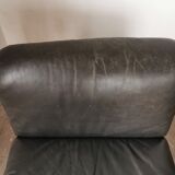 Pair of designer leather armchairs 80s