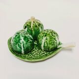 Salt and pepper shaker set with cabbages in slip