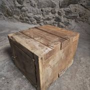 French antique oak safe, lockable rustic chest, circa 1750–1850.