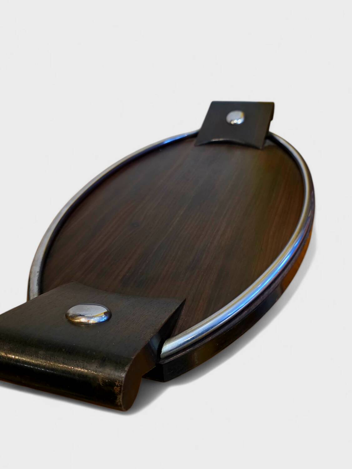 Art Deco Tray – Rosewood & Chrome Steel, circa 1940