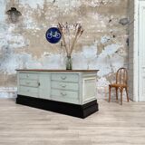 Bank counter furniture in patinated wood, circa 1900