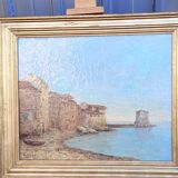 Tableau huile sur toile port du sud corras