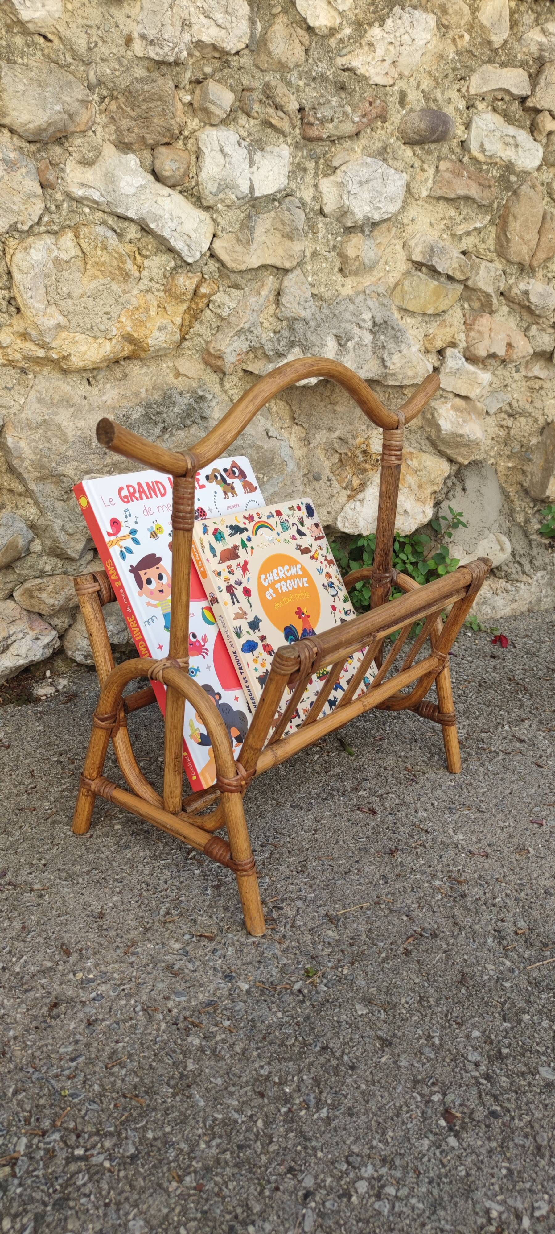 Rattan magazine holder