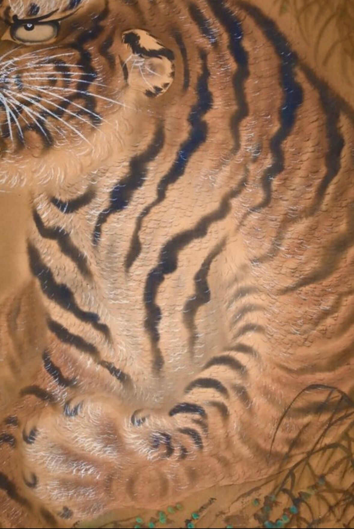 Roaring tiger - Ink - Japan - signed Tessen and dated 1937