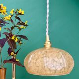 Vintage Art Deco glass pendant light in yellow from Clichy.