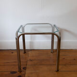 Side table in glass and chromed metal