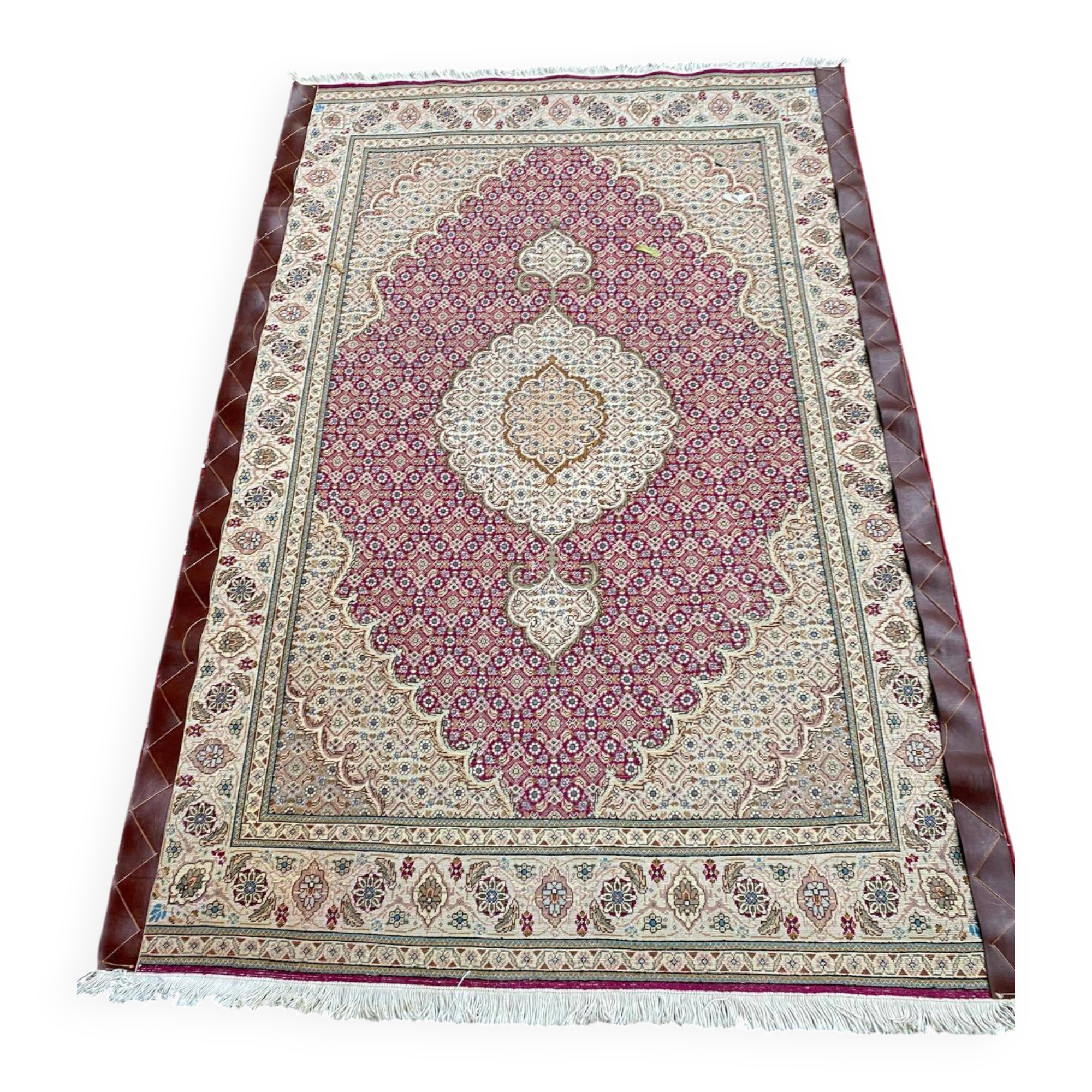 Handmade burgundy wool Persian rug 100x155cm