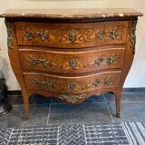 Commode style louis xv marquetry and marble
