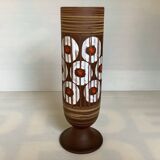 W Germany Round White and Red Matte and Enameled Vase