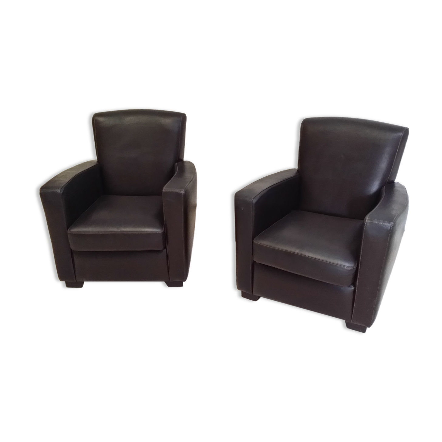 Pair of leather club armchairs