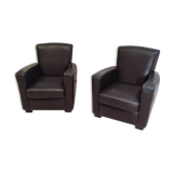 Pair of leather club armchairs